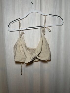 Tie-Front Cream Summer Tank Top